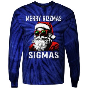 Merry Rizzmas Teens School Retro Christmas Santa Claus Tie-Dye Long Sleeve Shirt