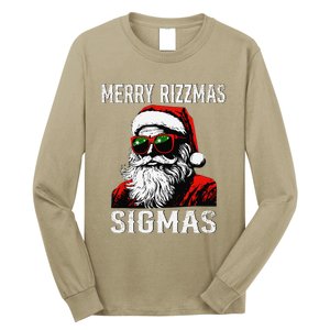 Merry Rizzmas Teens School Retro Christmas Santa Claus Long Sleeve Shirt