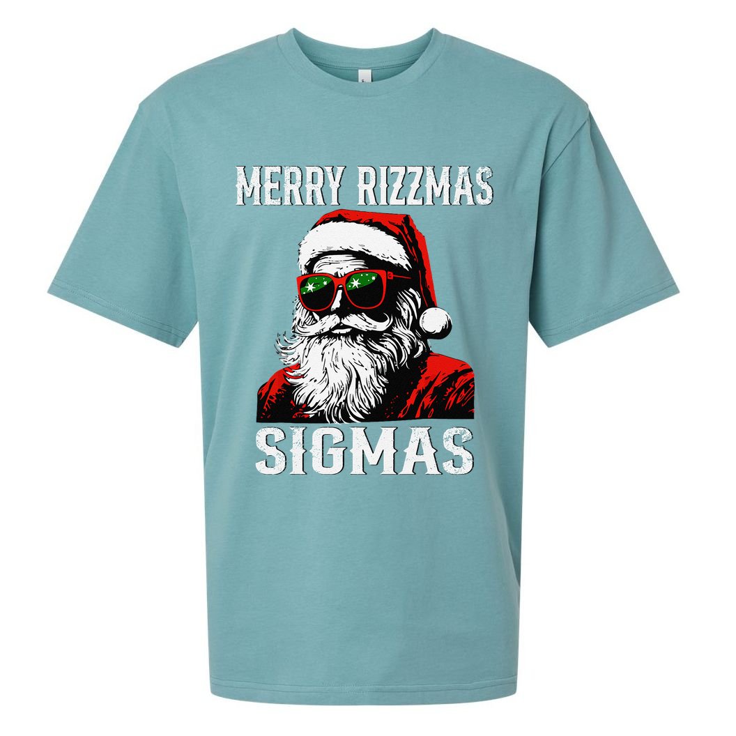 Merry Rizzmas Teens School Retro Christmas Santa Claus Sueded Cloud Jersey T-Shirt