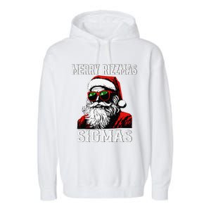 Merry Rizzmas Teens School Retro Christmas Santa Claus Garment-Dyed Fleece Hoodie