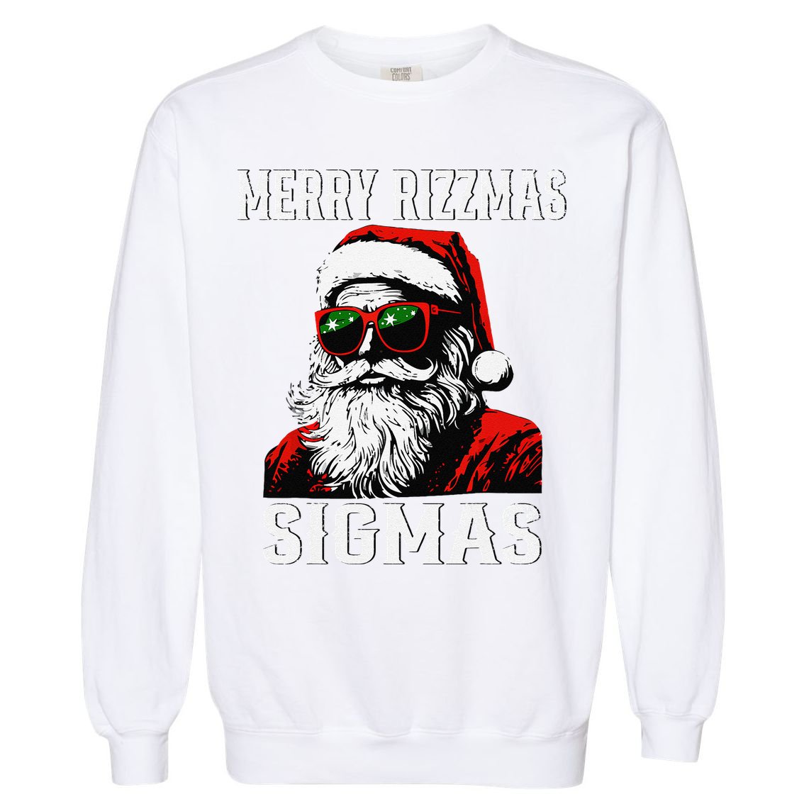 Merry Rizzmas Teens School Retro Christmas Santa Claus Garment-Dyed Sweatshirt