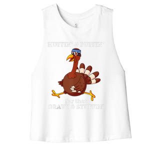 Marathon Running Turkey Trot Funny Group Team Gift Turkey Women's Racerback Cropped Tank