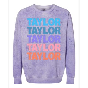 modern repeated text design first name t.aylor Colorblast Crewneck Sweatshirt