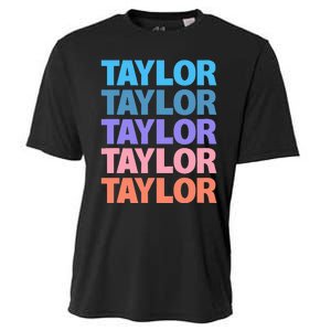 modern repeated text design first name t.aylor Cooling Performance Crew T-Shirt