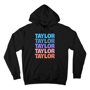 modern repeated text design first name t.aylor Hoodie