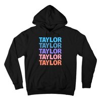 modern repeated text design first name t.aylor Hoodie