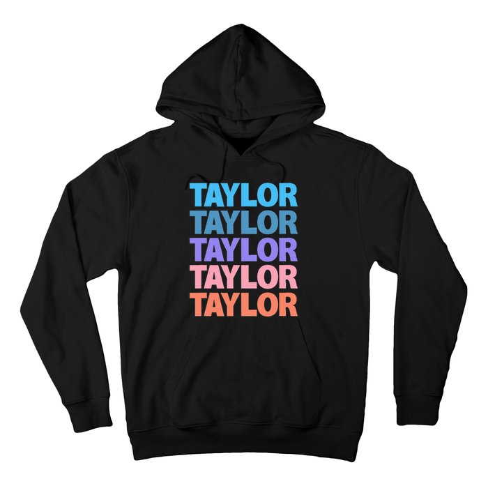 modern repeated text design first name t.aylor Hoodie