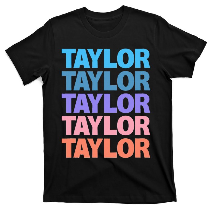 modern repeated text design first name t.aylor T-Shirt