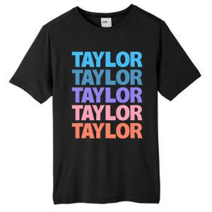 modern repeated text design first name t.aylor Tall Fusion ChromaSoft Performance T-Shirt