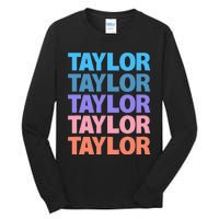 modern repeated text design first name t.aylor Tall Long Sleeve T-Shirt