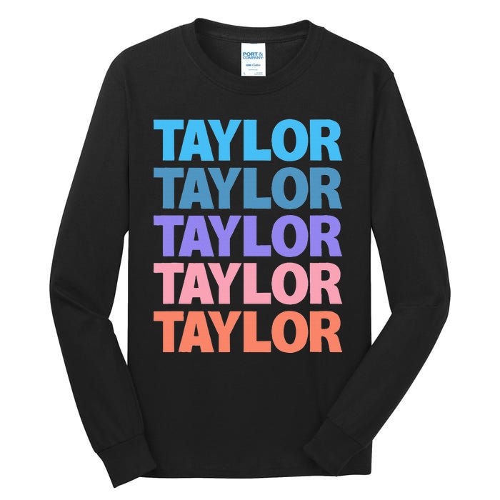 modern repeated text design first name t.aylor Tall Long Sleeve T-Shirt