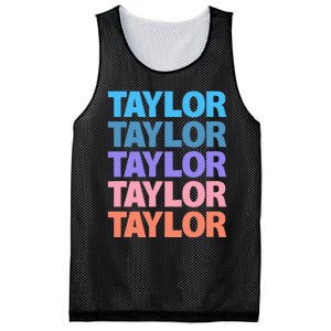 modern repeated text design first name t.aylor Mesh Reversible Basketball Jersey Tank