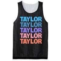 modern repeated text design first name t.aylor Mesh Reversible Basketball Jersey Tank