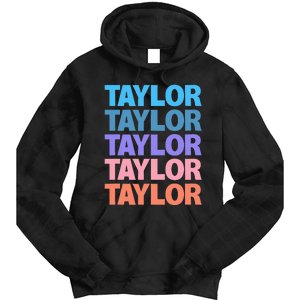 modern repeated text design first name t.aylor Tie Dye Hoodie