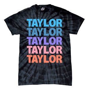 modern repeated text design first name t.aylor Tie-Dye T-Shirt