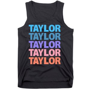 modern repeated text design first name t.aylor Tank Top