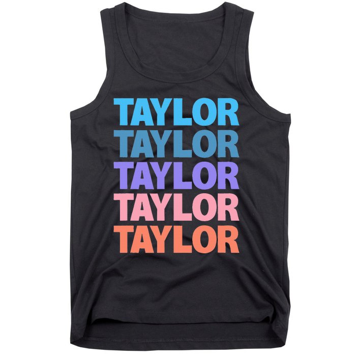 modern repeated text design first name t.aylor Tank Top