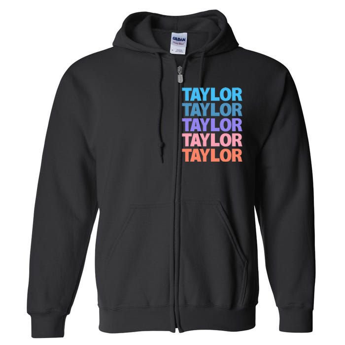 modern repeated text design first name t.aylor Full Zip Hoodie