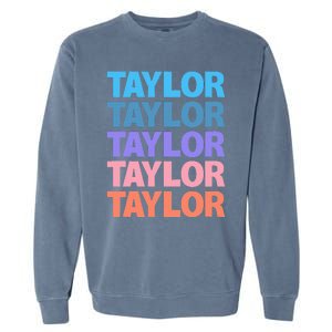 modern repeated text design first name t.aylor Garment-Dyed Sweatshirt