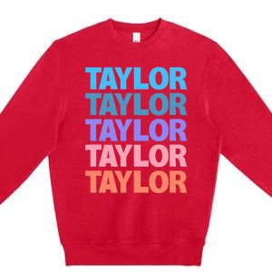 modern repeated text design first name t.aylor Premium Crewneck Sweatshirt