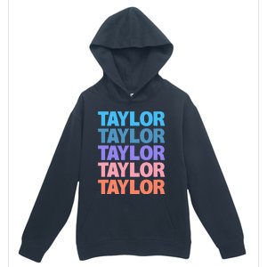 modern repeated text design first name t.aylor Urban Pullover Hoodie