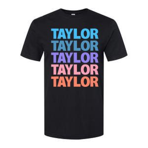 modern repeated text design first name t.aylor Softstyle CVC T-Shirt