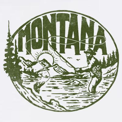 Montana Retro Trout Fishing Vintage Fly Fisherman Sketch T-Shirt