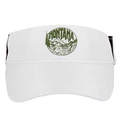 Montana Retro Trout Fishing Vintage Fly Fisherman Sketch Adult Drive Performance Visor