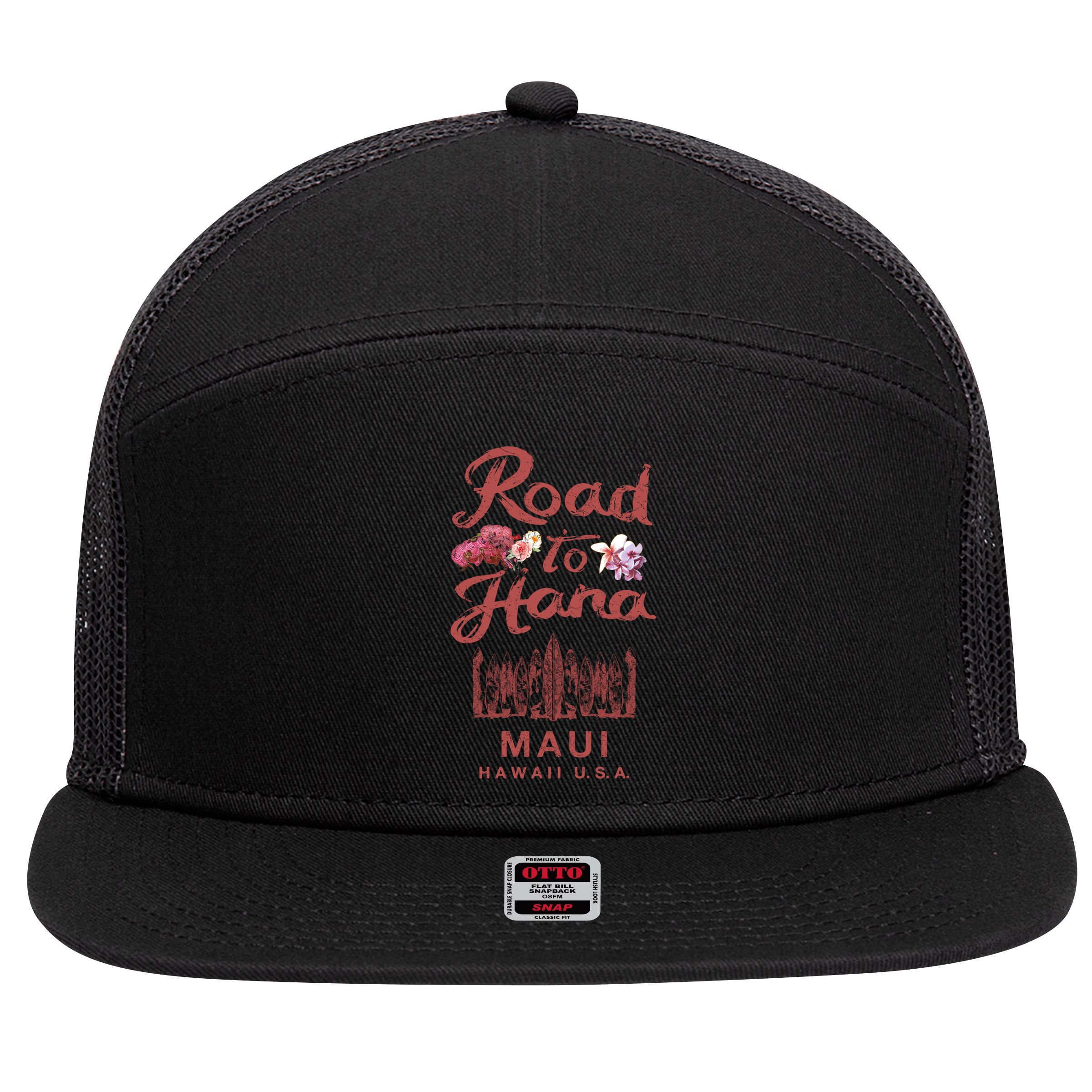 Maui Road To Hana Hawaii Retro Hawaiian Gift 7 Panel Mesh Trucker Snapback Hat