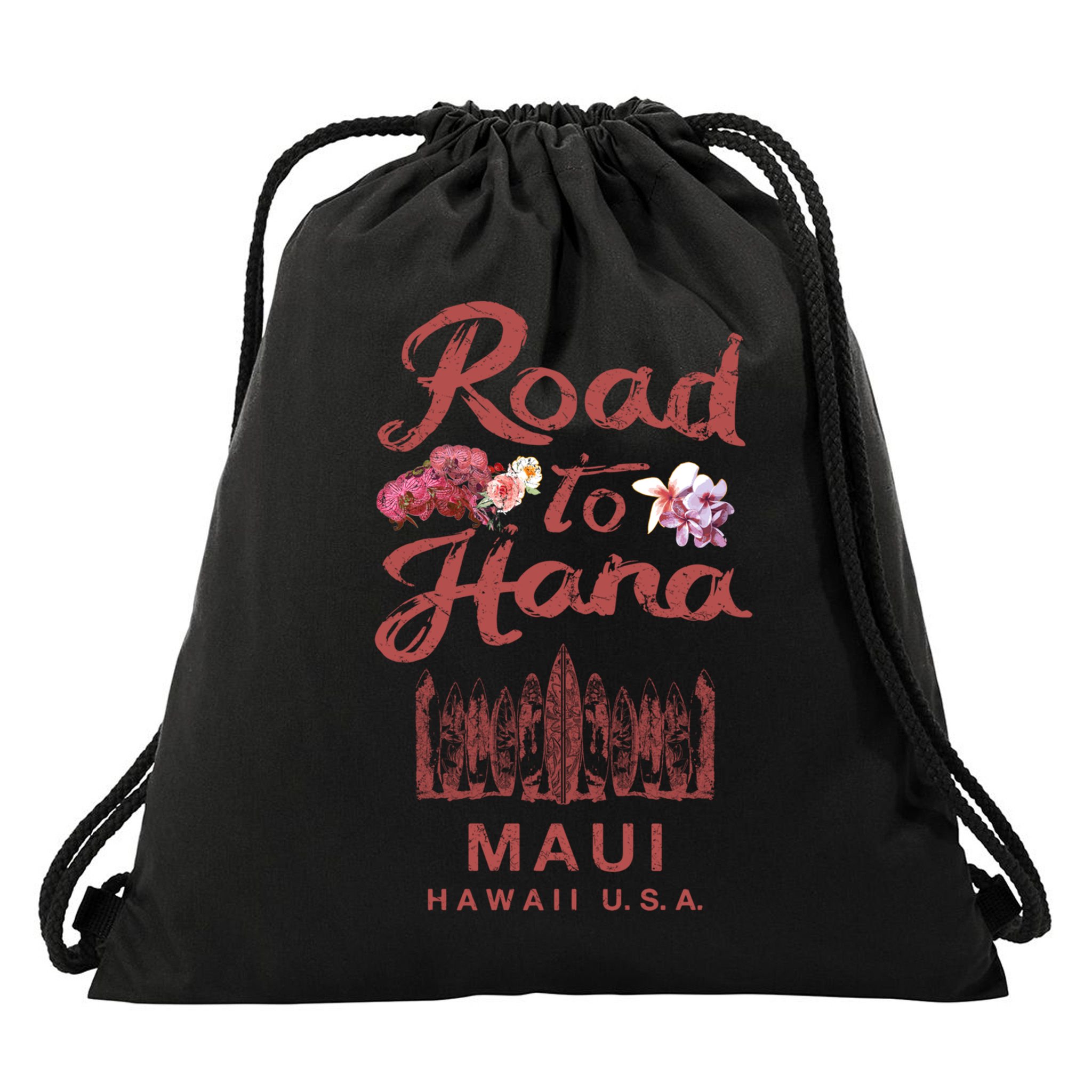 Maui Road To Hana Hawaii Retro Hawaiian Gift Drawstring Bag