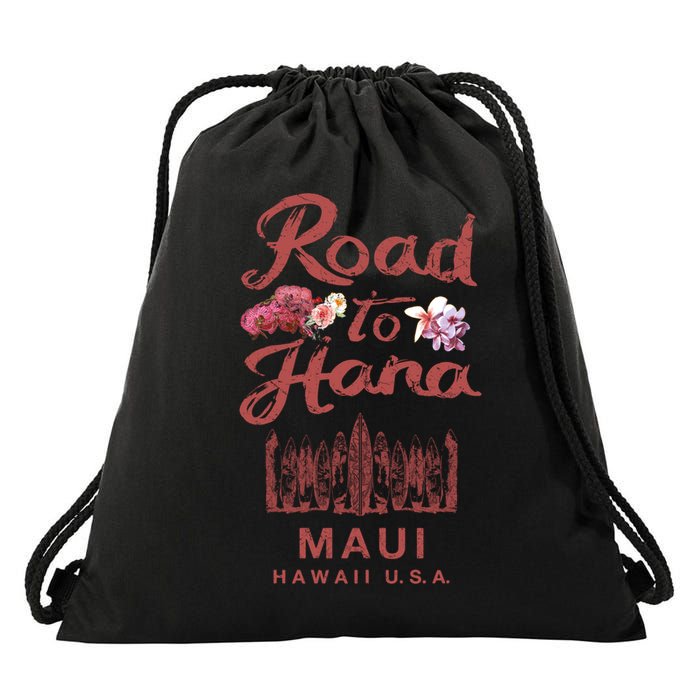 Maui Road To Hana Hawaii Retro Hawaiian Gift Drawstring Bag