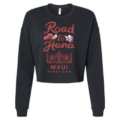 Maui Road To Hana Hawaii Retro Hawaiian Gift Cropped Pullover Crew