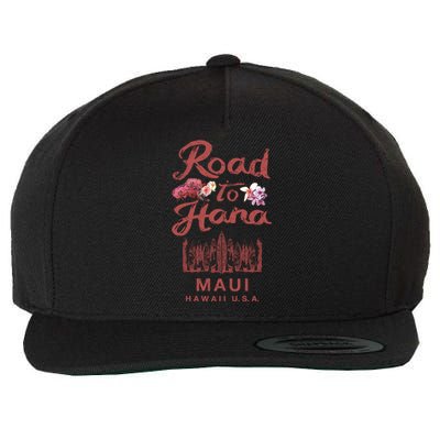 Maui Road To Hana Hawaii Retro Hawaiian Gift Wool Snapback Cap