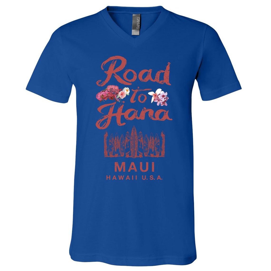 Maui Road To Hana Hawaii Retro Hawaiian Gift V-Neck T-Shirt