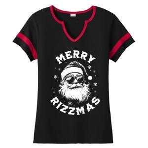 Merry Rizzmas Teens School Funny Christmas Santa Claus Ladies Halftime Notch Neck Tee