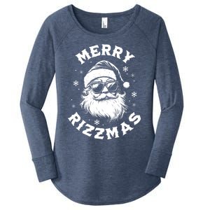 Merry Rizzmas Teens School Funny Christmas Santa Claus Women's Perfect Tri Tunic Long Sleeve Shirt