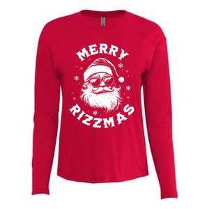 Merry Rizzmas Teens School Funny Christmas Santa Claus Womens Cotton Relaxed Long Sleeve T-Shirt