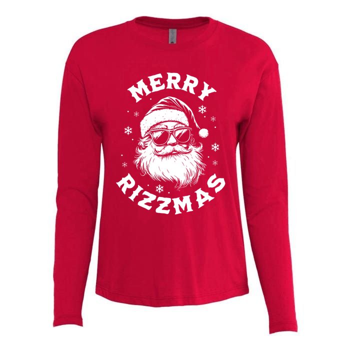 Merry Rizzmas Teens School Funny Christmas Santa Claus Womens Cotton Relaxed Long Sleeve T-Shirt