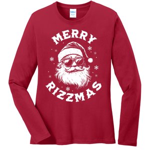 Merry Rizzmas Teens School Funny Christmas Santa Claus Ladies Long Sleeve Shirt