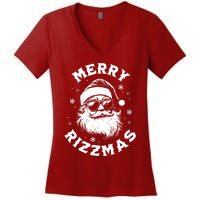 Merry Rizzmas Teens School Funny Christmas Santa Claus Women's V-Neck T-Shirt