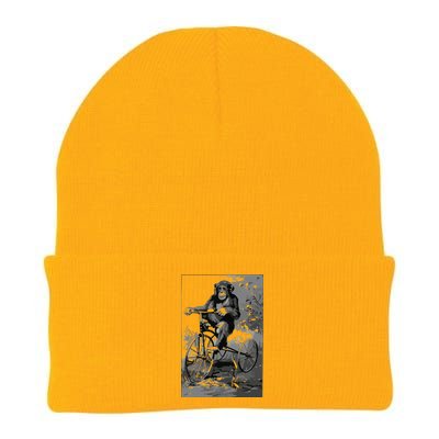 Monkey Riding Tricycle ArtVintage Chimp Funny Knit Cap Winter Beanie