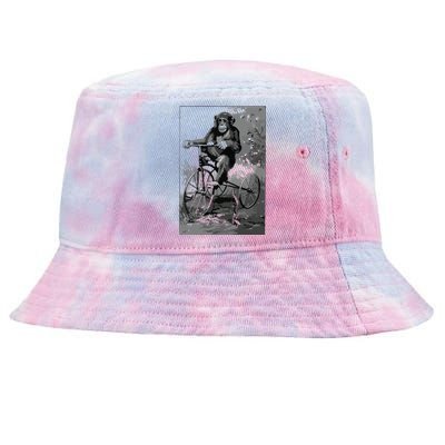 Monkey Riding Tricycle ArtVintage Chimp Funny Tie-Dyed Bucket Hat