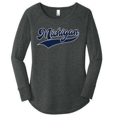 Michigan Retro Throwback Design Classic Women's Perfect Tri Tunic Long Sleeve Shirt