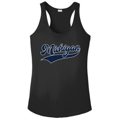 Michigan Retro Throwback Design Classic Ladies PosiCharge Competitor Racerback Tank