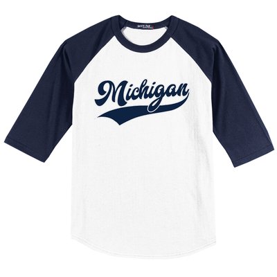 Michigan Retro Throwback Design Classic Baseball Sleeve Shirt