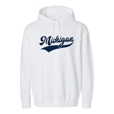 Michigan Retro Throwback Design Classic Garment-Dyed Fleece Hoodie