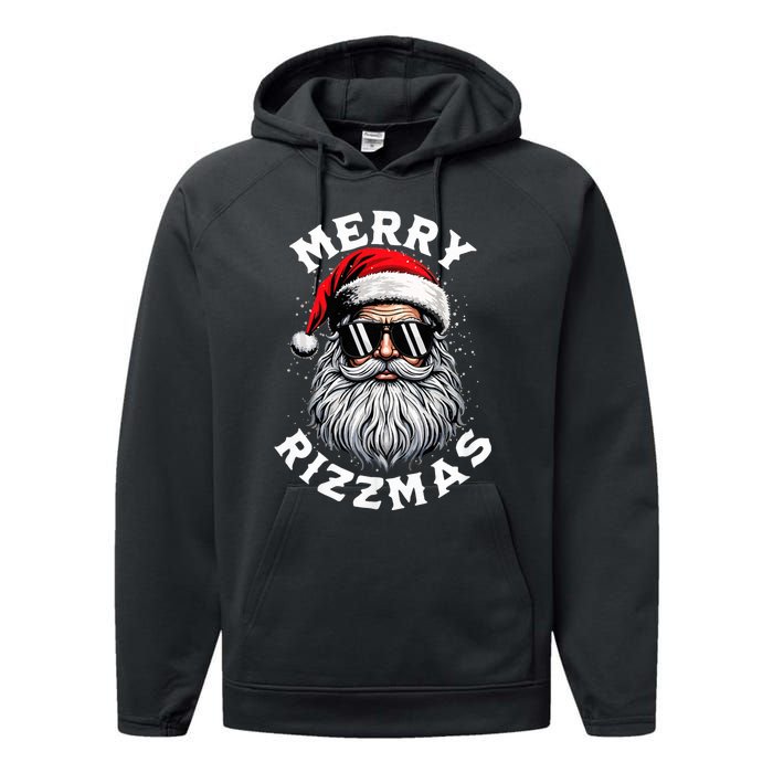 Merry Rizzmas Teens School Funny Christmas Santa Claus Performance Fleece Hoodie