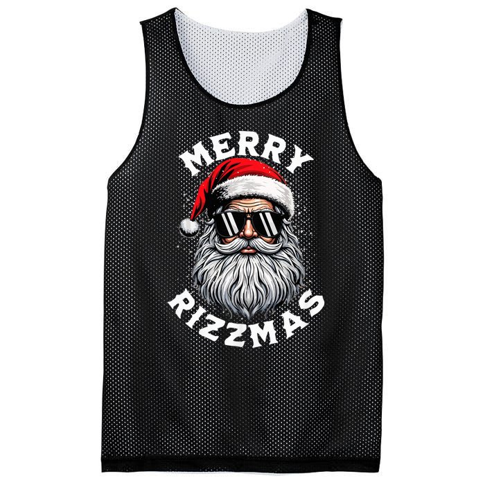 Merry Rizzmas Teens School Funny Christmas Santa Claus Mesh Reversible Basketball Jersey Tank