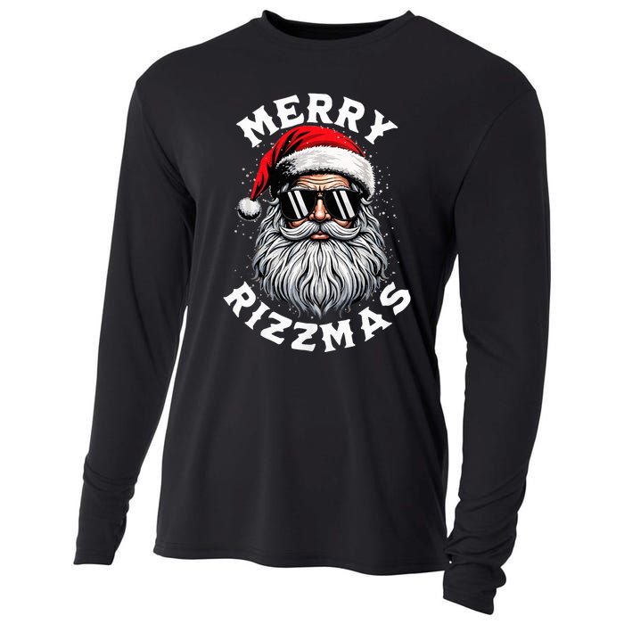 Merry Rizzmas Teens School Funny Christmas Santa Claus Cooling Performance Long Sleeve Crew