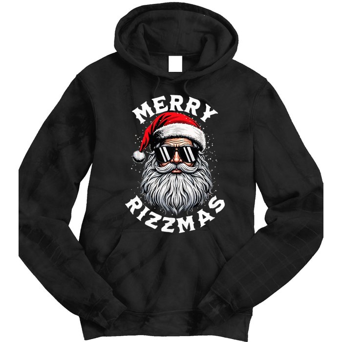 Merry Rizzmas Teens School Funny Christmas Santa Claus Tie Dye Hoodie